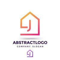 j brief mit wohnbauschild kombiniert professionelle logo-vorlage trendiges design immobilien, immobiliengesellschaft. vektor