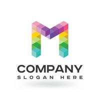 bunte 3d m Brief Logo Symbol Vektor Vorlagenelemente, modern, korporativ, modern, einzigartig, Polygonform