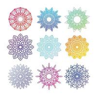uppsättning av färgglada mandala med blommig prydnad vektor designelement illustration.