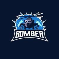 Hubschrauber-Maskottchen-Logo-Designvektor mit modernem Illustrationskonzeptstil für Abzeichen-, Emblem- und T-Shirt-Druck. Bomberhubschrauber-Illustration für E-Sport-Team vektor