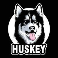 hund, Husky head logotypdesign, designelement för logotyp, affisch, kort, banderoll, emblem, t-shirt. vektor illustration