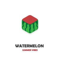 färsk fyrkantig vattenmelon illustration logotyp vektor