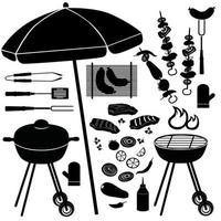 grill ikoner vektor set. bbq illustrationer samling av siluett isolerad på vit bakgrund.