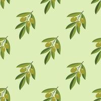 Vektornahtloses Muster mit grünen Olivenbaumzweigen. für die Gestaltung Naturkosmetik, Geschenkpapier, Seife, Olivenöl. Vektor-Illustration. vektor