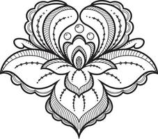 vektor monokrom illustration. dekorativ blomma, blomknopp med kronblad på en transparent bakgrund. designelement