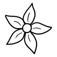 tropische Blume mit fünf Blütenblättern, einfache Knospe, monochrome botanische Vektorgrafik auf weißem Hintergrund vektor