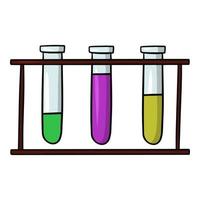 Chemisches Experiment, Metallständer mit Glasreagenzgläsern, Vektorillustration im Cartoon-Stil auf weißem Hintergrund vektor