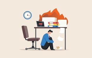 Burnout Syndrom. geringe Arbeitseffizienz. emotionale Erschöpfung ist das Ergebnis von übermäßigem Arbeitsstress. vektor