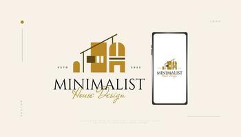 minimalistisches immobilien-logo-design mit linienstil. Modernes und minimalistisches Hauslogo für die Markenidentität von Architektur- oder Bauunternehmen