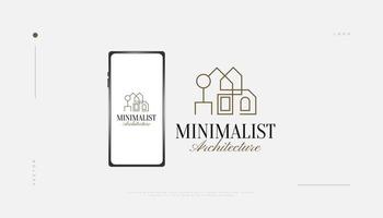 minimalistisches immobilien-logo-design mit linienstil. Modernes und minimalistisches Hauslogo für die Markenidentität von Architektur- oder Bauunternehmen