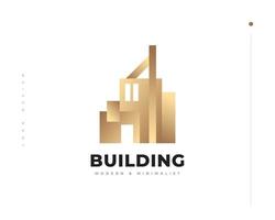 modernes und minimalistisches hauslogo-design. Luxus-Gold-Immobilien-Logo oder -Symbol vektor