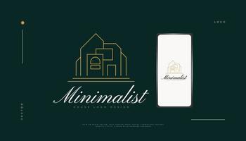 minimalistisches immobilien-logo-design mit linienstil. Modernes und minimalistisches Hauslogo für die Markenidentität von Architektur- oder Bauunternehmen vektor