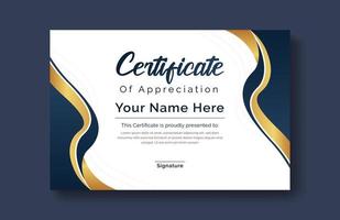 certifikat guld uppskattning prestation mall pris prestation ren kreativ certifikat erkännande excellens certifikat gräns färdigställande mall certifikat designmall vektor