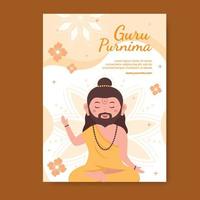 guru purnima av indisk festival vertikal affischmall sociala medier platt tecknad bakgrundsillustration vektor