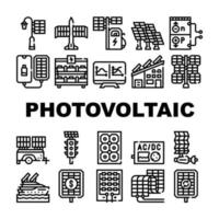 Symbole für die Sammlung von Photovoltaik-Energie setzen Vektorillustrationen vektor