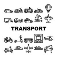 Transportfahrzeug und fliegende Symbole setzen Vektor