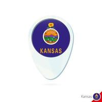 Usa-Bundesstaat Kansas-Flaggen-Lageplan-Pin-Symbol auf weißem Hintergrund. vektor