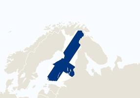 europa mit hervorgehobener finnlandkarte. vektor