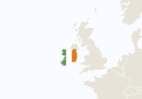 europa mit hervorgehobener irlandkarte. vektor