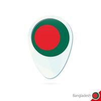 Bangladesch-Flaggen-Lageplan-Pin-Symbol auf weißem Hintergrund. vektor