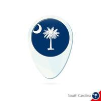 Usa-Bundesstaat South Carolina Flagge Lageplan Pin-Symbol auf weißem Hintergrund. vektor