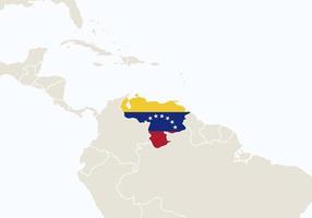 Südamerika mit hervorgehobener Venezuela-Karte. vektor