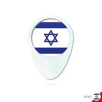 Israel-Flaggen-Lageplan-Pin-Symbol auf weißem Hintergrund. vektor