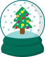 Weihnachtsschneeball mit Weihnachtsbaum. Abbildung in Farbe zeichnen vektor