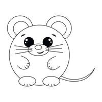 söt tecknad rund mus. rita illustration i svartvitt vektor