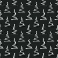 nahtloses muster mit silbernen und schwarzen geometrischen weihnachtsbäumen vektorillustration. winterferien, frohe weihnachten und guten rutsch ins neue jahr abstraktes strukturiertes hintergrunddesign. moderne Tapete. vektor