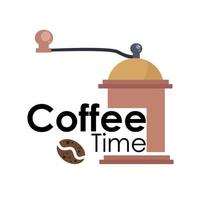 kaffekvarn platt logotyp design. kaffe tid design vektor