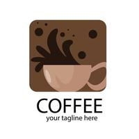 Schokoladen-Doodle-Skizze mit sprudelndem Cup-Logo und heißer Kaffee-Untertasse vektor