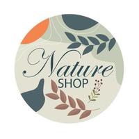 Natur Shop-Logo. Vektoremblem für Geschäftsdesign, Abzeichen für Kosmetik, Landwirtschaft, Ökologiekonzept, Spa, Wellnesscenter und Yoga. vektor