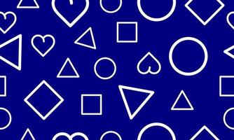 sömlöst mönster kärlek, rutor, cirklar och unika trianglar i blått vektor