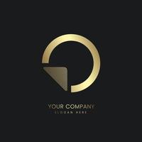 en minimalistisk design för våg och sol-logotyp, gyllene space ocean-logotyp, med företagstext och bokstaven o för rever-logotypdesign vektor