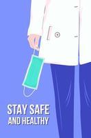 medizinisches plakatdesign mit frauen, die eine medizinische maske halten, um den hintergrund der menschen zu schützen vektor