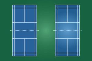 flaches design des badmintonfeldes, grafische illustration des sportfeldes, vektor des badmintonplatzes und plan.