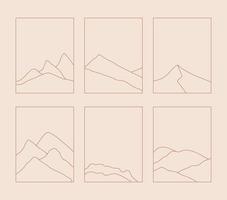 Set von Boho-Landschaftslogos im trendigen Minimal-Liner-Stil vektor