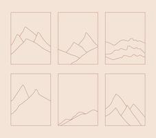 Set von Boho-Landschaftslogos im trendigen Minimal-Liner-Stil vektor