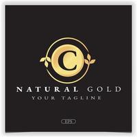 natur guld bokstav c logo premium elegant mall vektor eps 10
