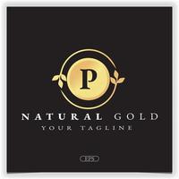 Natur Gold Buchstabe p Logo Premium elegante Vorlage Vektor eps 10