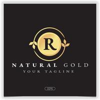 natur gold buchstabe r logo premium elegante vorlage vektor eps 10