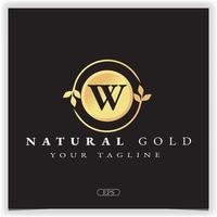 Naturgoldbuchstabe w Logo Premium elegante Vorlage Vektor eps 10