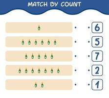 Übereinstimmung durch Anzahl der Cartoon-Champagnerflasche. Match-and-Count-Spiel. Lernspiel für Kinder und Kleinkinder im Vorschulalter vektor