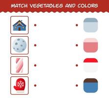 Match-Cartoon-Weihnachten und Farben. Matching-Spiel. Lernspiel für Kinder und Kleinkinder im Vorschulalter vektor