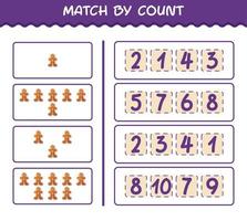 matcha efter antal tecknade pepparkakor. match och räkna spel. pedagogiskt spel för barn och småbarn i förskoleåldern vektor