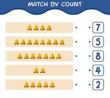 Übereinstimmung durch Anzahl der Cartoon-Glocke. Match-and-Count-Spiel. Lernspiel für Kinder und Kleinkinder im Vorschulalter vektor