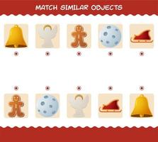 matcha liknande tecknad jul. matchande spel. pedagogiskt spel för barn och småbarn i förskoleåldern vektor