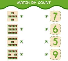 Übereinstimmung durch Zählung der Cartoon-Weihnachtskarte. Match-and-Count-Spiel. Lernspiel für Kinder und Kleinkinder im Vorschulalter vektor