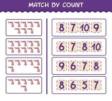 Spiel nach Anzahl des Cartoon-Schals. Match-and-Count-Spiel. Lernspiel für Kinder und Kleinkinder im Vorschulalter vektor